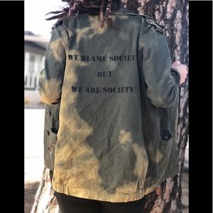 Upcycled Bleached Stud Grunge Army Style Jacket